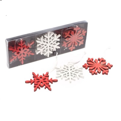 Hanger sneeuwvlok red & white (doos: 6st)