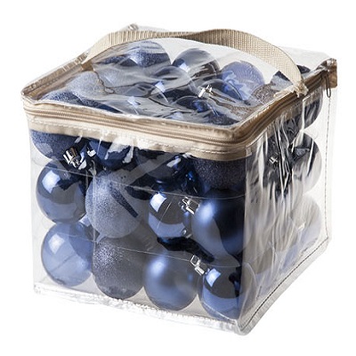 Kerstbal box 6cm blauw (box: 48 stuks)