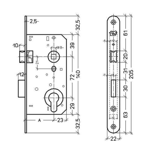 Cilinderslot keerbaar 90x50mm - afbeelding 2