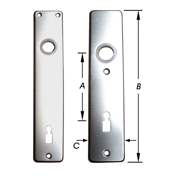 Deurschilden met sleutelgat 90x210mm f1 (zilver) (set: 2 stuks)