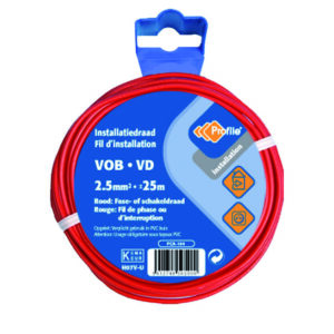 Draad vob 2.5mm² rood massief (rol 25m)