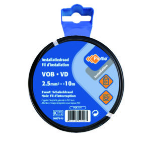 Draad vob 2.5mm² zwart massief (rol 10m)