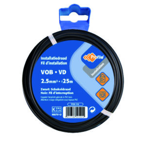 Draad vob 2.5mm² zwart massief (rol 25m)