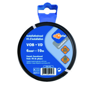 Draad vob 6mm² zwart massief (rol 10m)