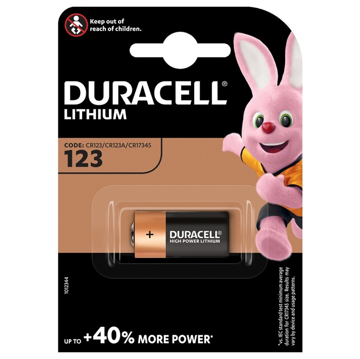 Batterijen 123A Duracell lithium 3v 1 stuk 1 Batterijen 123a duracell 3v 1 stuk