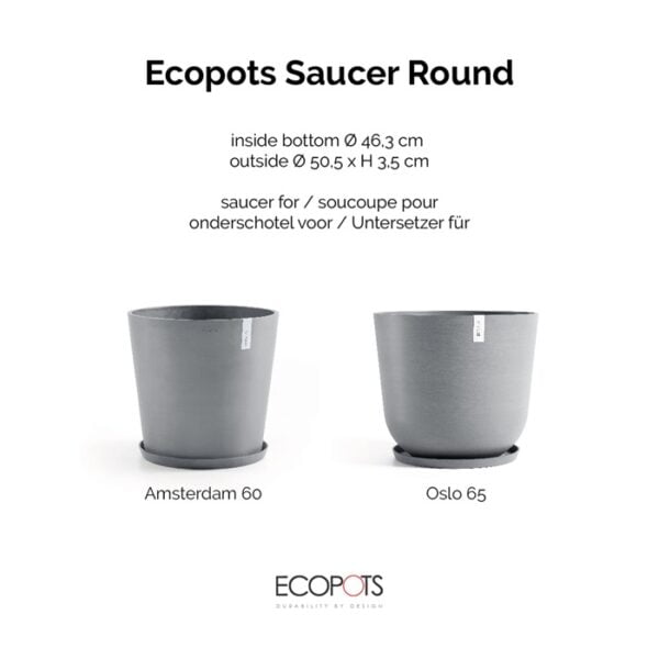 Ecopots onderschotel rond 60 blue grey