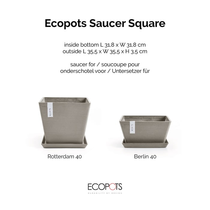 Ecopots onderschotel vierkant 40 Taupe 4 Ecopots