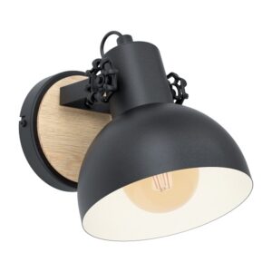 Eglo wandarmatuur lubenham hout & zwart 1xe27