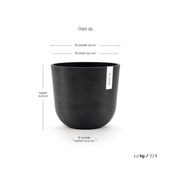 Ecopots oslo 25 dark grey