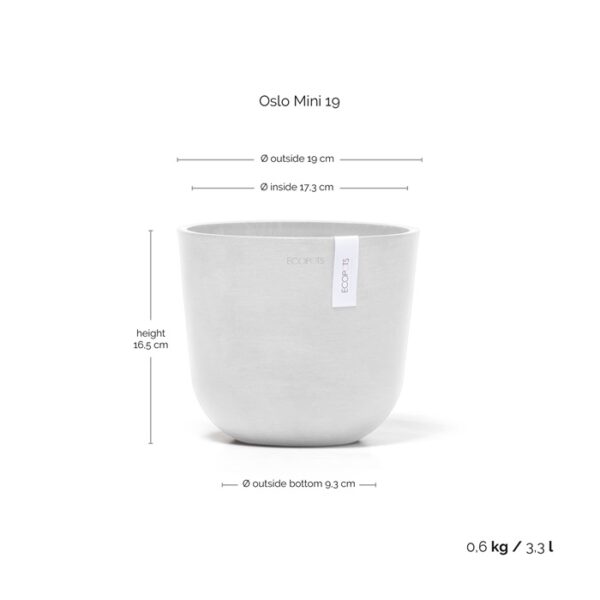 Ecopots oslo mini 19 pure white