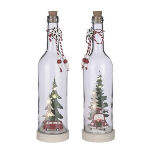 Kerst figuur flex met deco rood d8xh31cm per stuk (incl. batt)