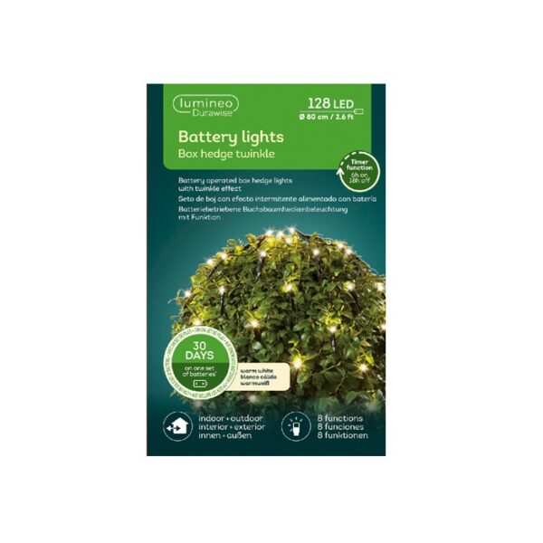 Kerst verlichting battery lights twinkle warm wit d80cm (128leds)