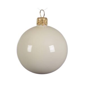 Kerstbal glas Wool White glans D7cm (doos: 6st)