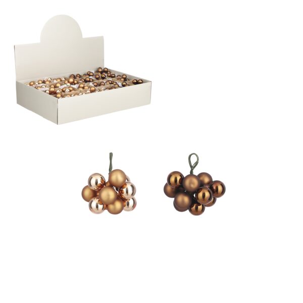 Kerstbal tros met 10 balletjes copper brown (assortiment 2 soorten) per stuk