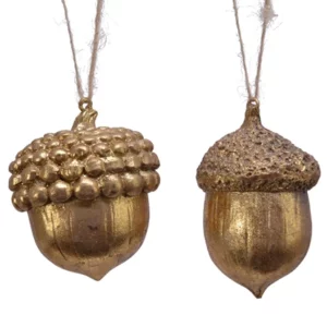Kerst hanger eikel polyresin gold (assortiment 2 soorten) 4.5xh8cm per stuk