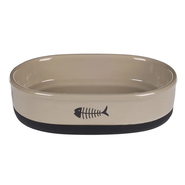 Kat eet-en drinkpot auri taupe ovaal antislip 550ml 18.5x13x5cm 1 Drinkpot auri