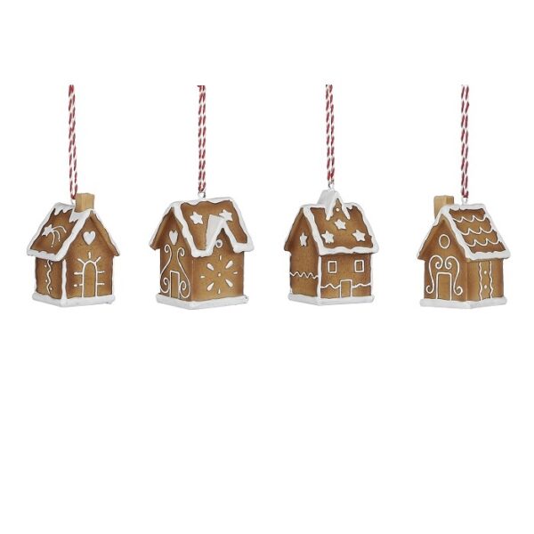 Kerst hanger huis brown (4 assortimenten) 4. 5x4. 5xh7cm (per stuk)
