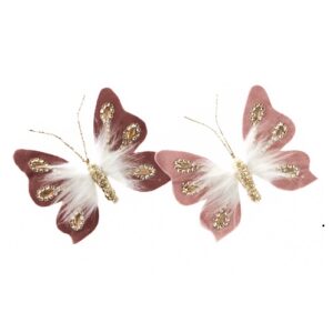 Clip vlinder velvet pink (2 assortimenten) 20cm (per stuk)