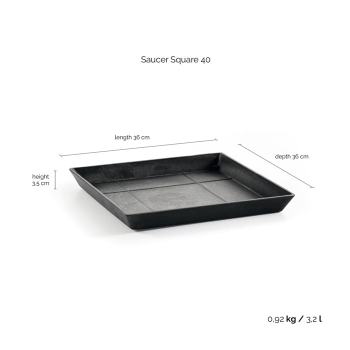 Ecopots onderschotel vierkant 40 dark grey 3 Ecopots onderschotel vierkant 40 dark grey - afbeelding 3