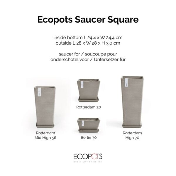 Ecopots onderschotel vierkant 30 taupe