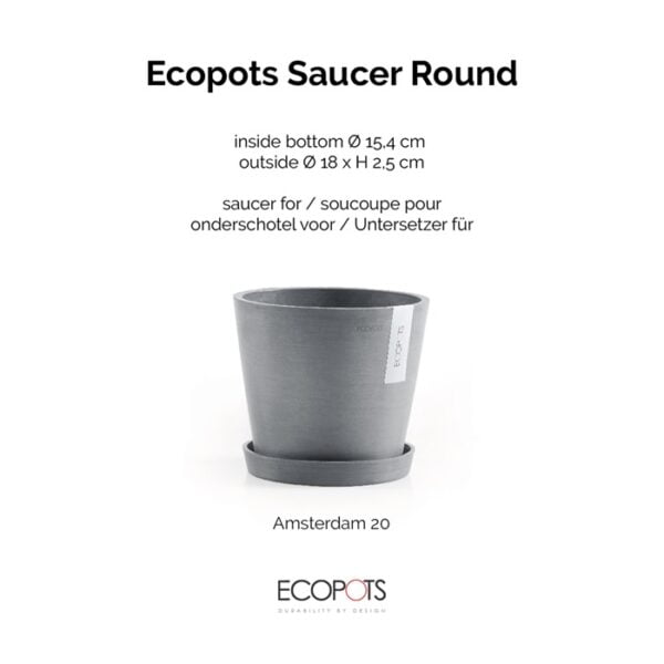 Ecopots onderschotel rond 20 blue grey