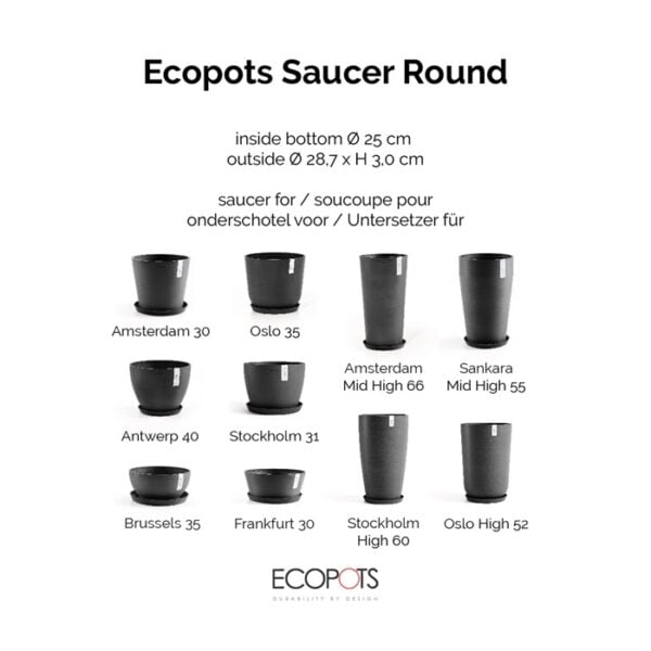 Ecopots onderschotel rond 30 dark grey