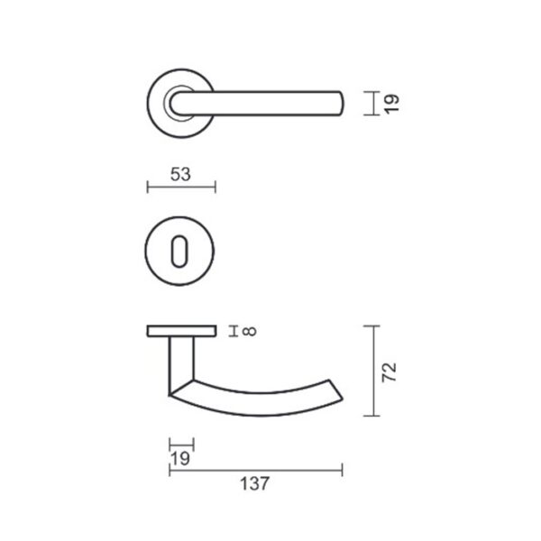 Deurkruk wals 19mm inox plus r+e