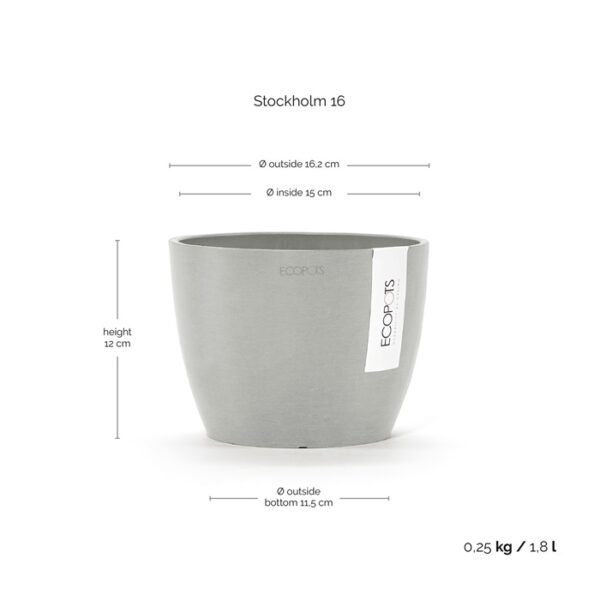 Ecopots stockholm white grey