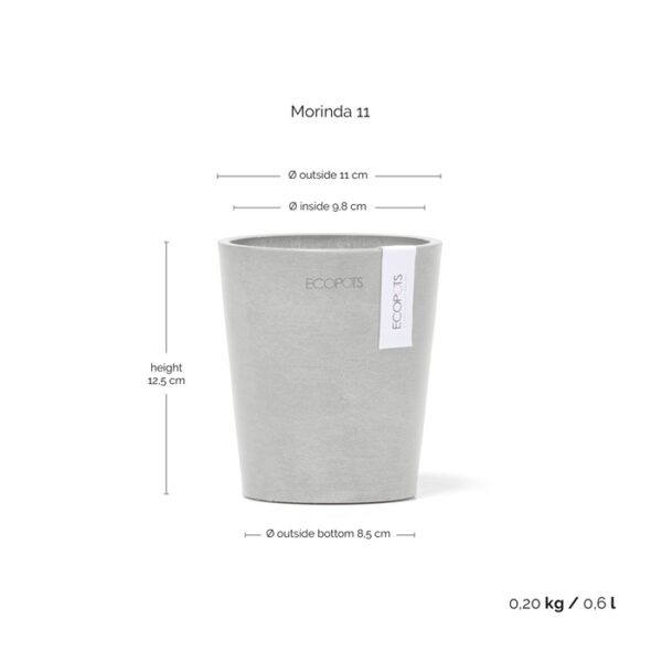 Ecopots morinda orchidee 11 white grey