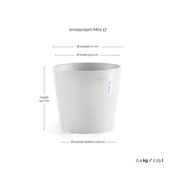 Ecopots amsterdam mini 17 pure white