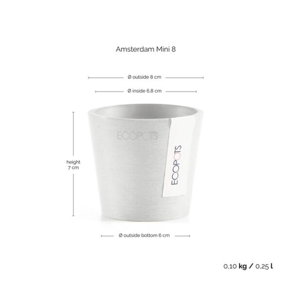 Ecopots amsterdam mini 8 pure white