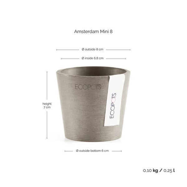 Ecopots amsterdam mini 8 taupe