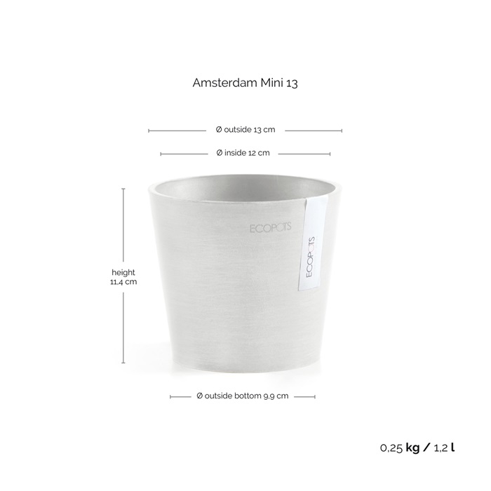 Ecopots amsterdam mini 13 pure white 3 Ecopots mini amsterdam