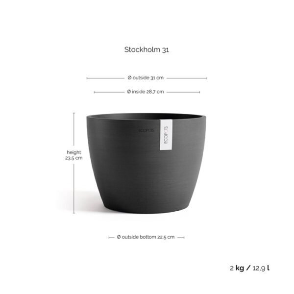 Ecopots stockholm 31 dark grey