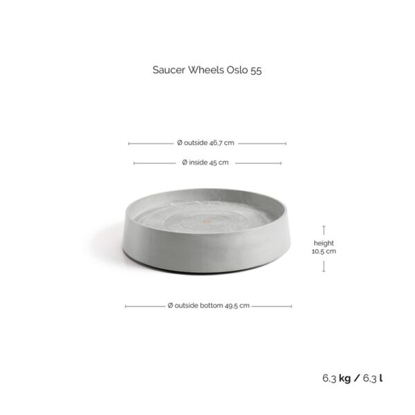 Ecopots onderschotel wheels oslo 55 white grey