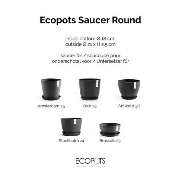 Ecopots onderschotel rond 25 dark grey