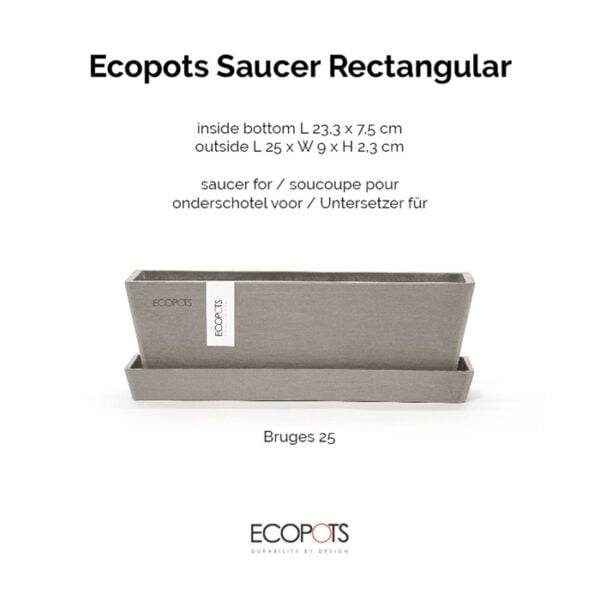 Ecopots onderschotel rechthoekig 25 taupe