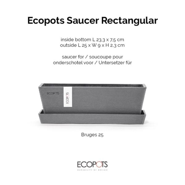 Ecopots onderschotel rechthoekig 25 grey