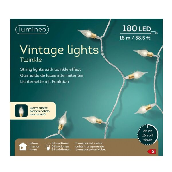 Kerstboomverlichting vintage lights twinkle warm wit 18m (180 leds)