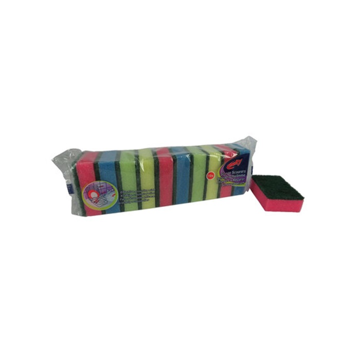 Spons schuurspons multy 10 st assortiment kleuren 1 10 st