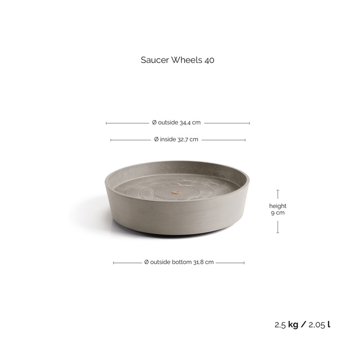 Ecopots onderschotel wheels 40 taupe 3 Ecopots onderschotel wheels 40 taupe - afbeelding 3