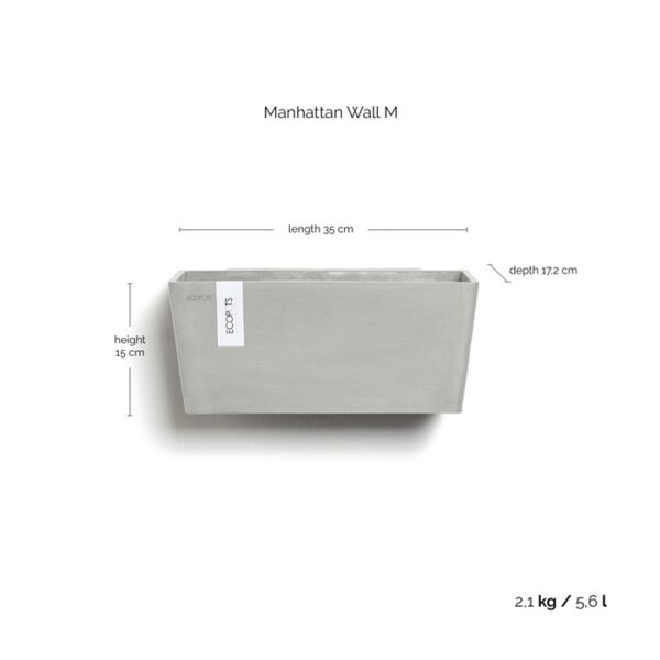 Ecopots manhattan wall m white grey