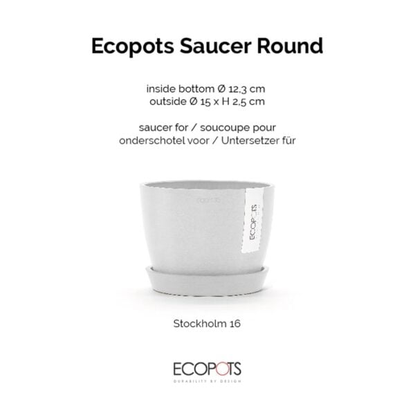 Ecopots onderschotel rond 15 pure white