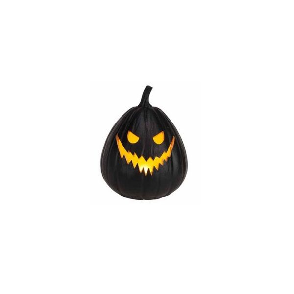 Halloween pompoen zwart met led (19. 5cm)