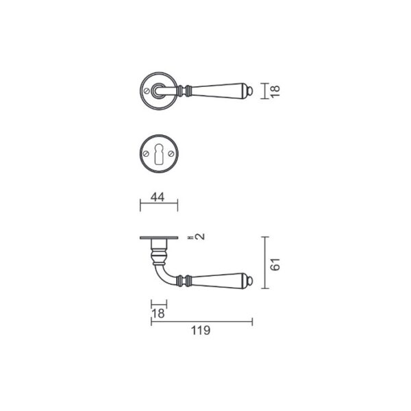 Deurkruk elegeance ijzer rond r+e