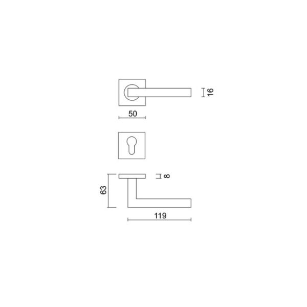 Deurkruk kubic shape 16mm wit stuctuur r+e cyl