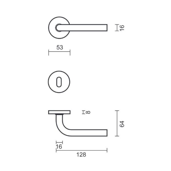 Deurkruk l shape 16mm mat brons r+e