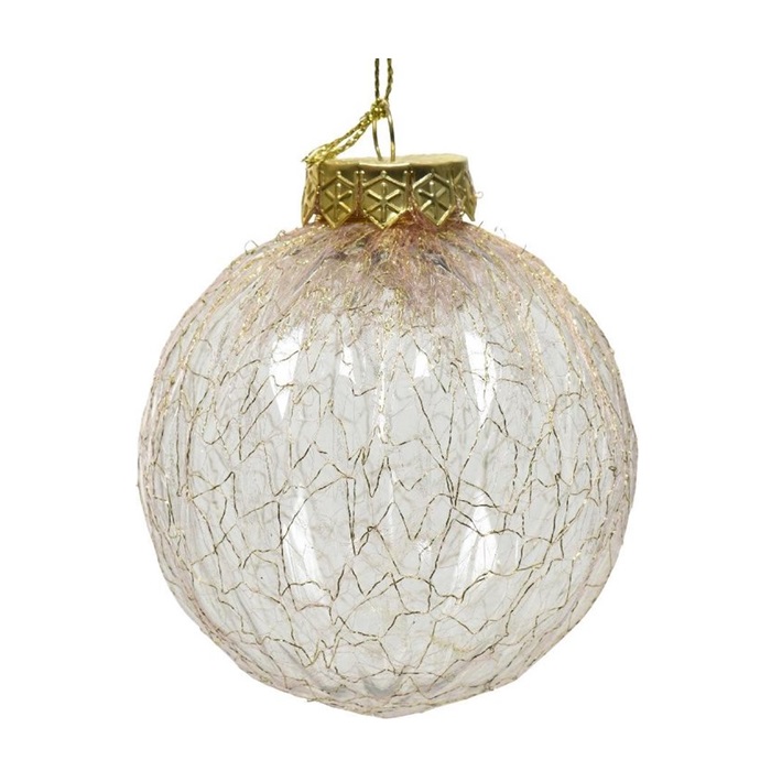 Bal goud met lint goud kunststof 8cm 1 Bal