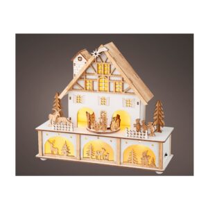 Houten tafereel met led 24.3cm