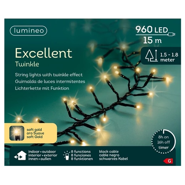 Kerstboomverlichting excellent twinkle soft gold 15m (960 leds) 3 Kerstboomverlichting